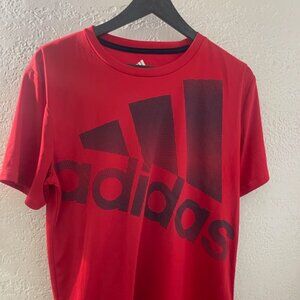 Adidas Primegreen Short Sleeve T-Shirt Boys XL‎ (18-20) Red Black Logo Aeroready
